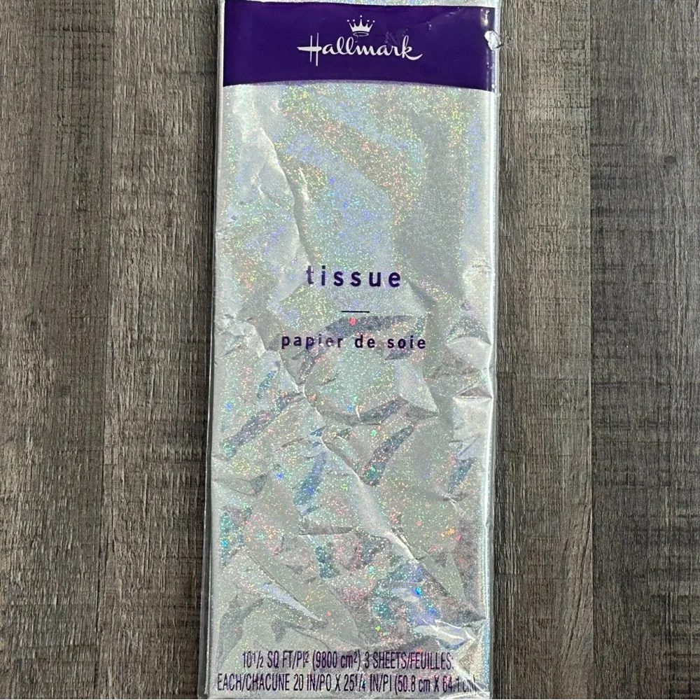 💞 New Pack of Hallmark Silver Sparkly Wrapping Tissue